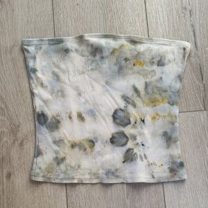 Hand-Dyed Tube Top in Soft Yellow, Gray & Blue